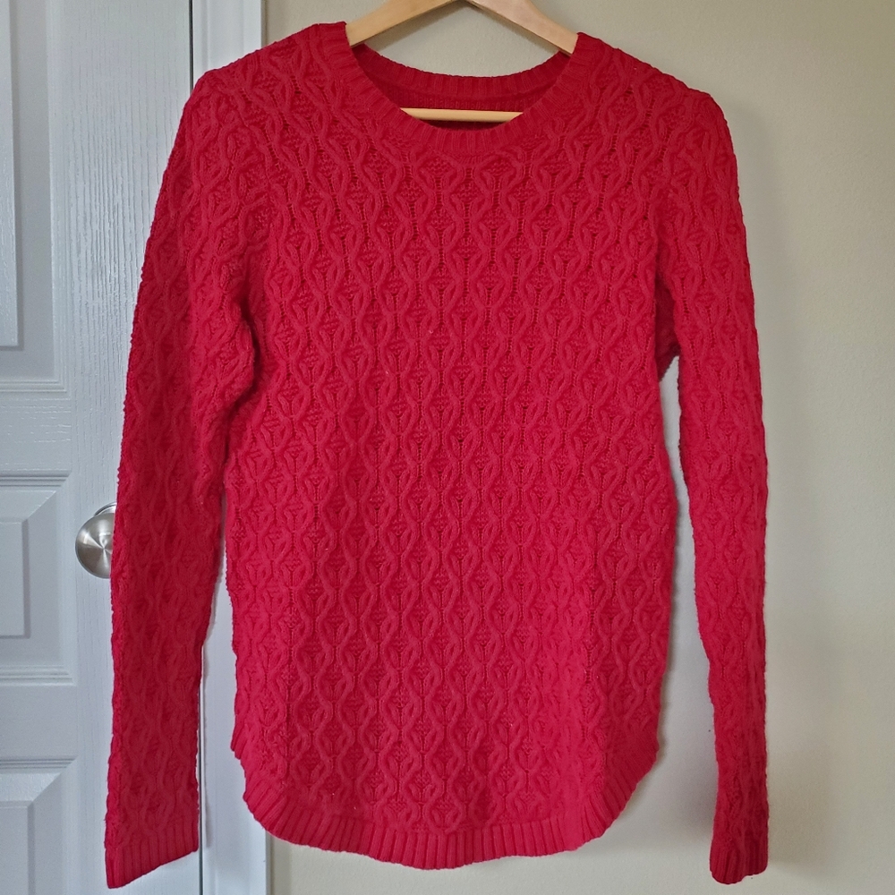 Jeanne Pierre Red Cable Knit Cotton Sweater Womens Medium
